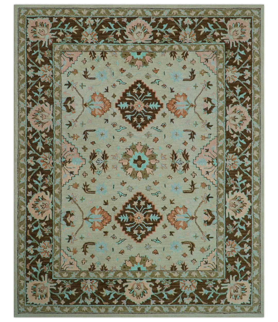 Custom Made Traditional Oriental Design Beige And Brown Hand - Tufted Wool Area Rug - The Rug Decor