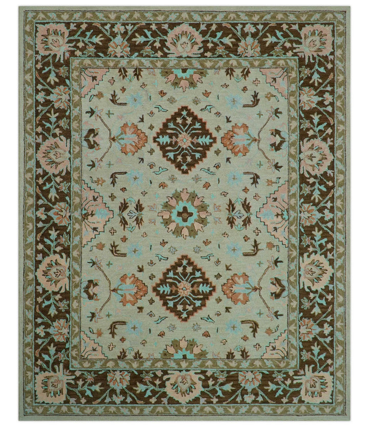 Custom Made Traditional Oriental Design Beige And Brown Hand - Tufted Wool Area Rug - The Rug Decor