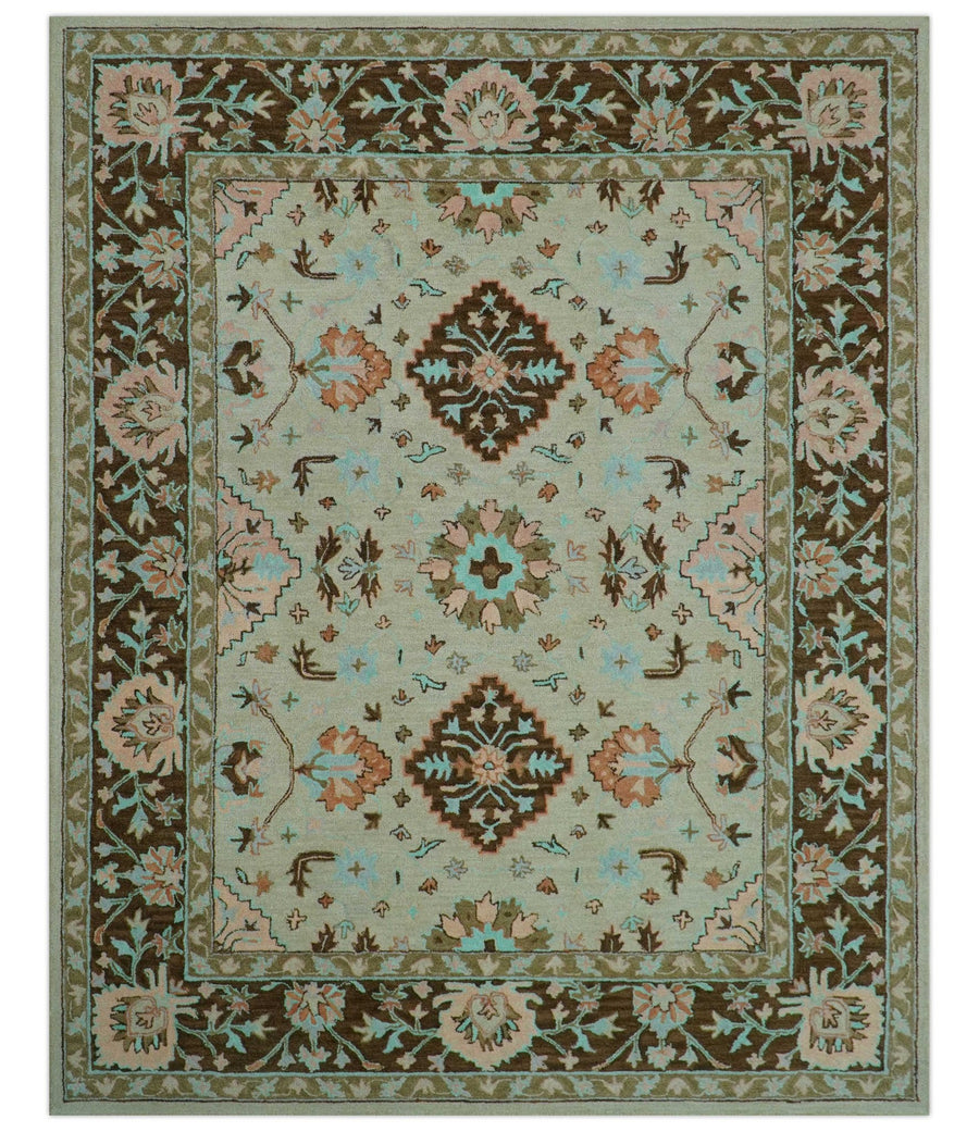 Custom Made Traditional Oriental Design Beige And Brown Hand - Tufted Wool Area Rug - The Rug Decor