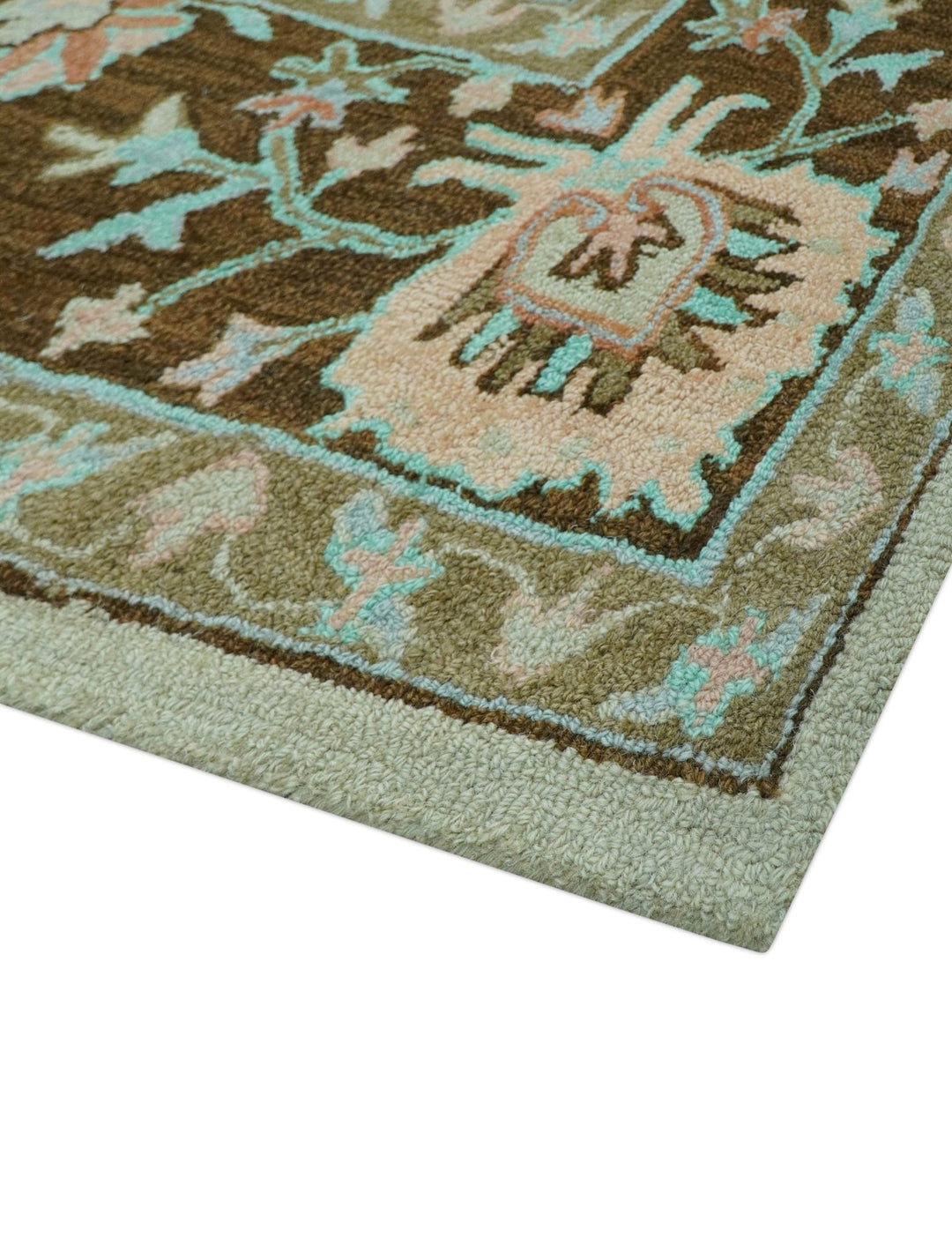 Custom Made Traditional Oriental Design Beige And Brown Hand - Tufted Wool Area Rug - The Rug Decor