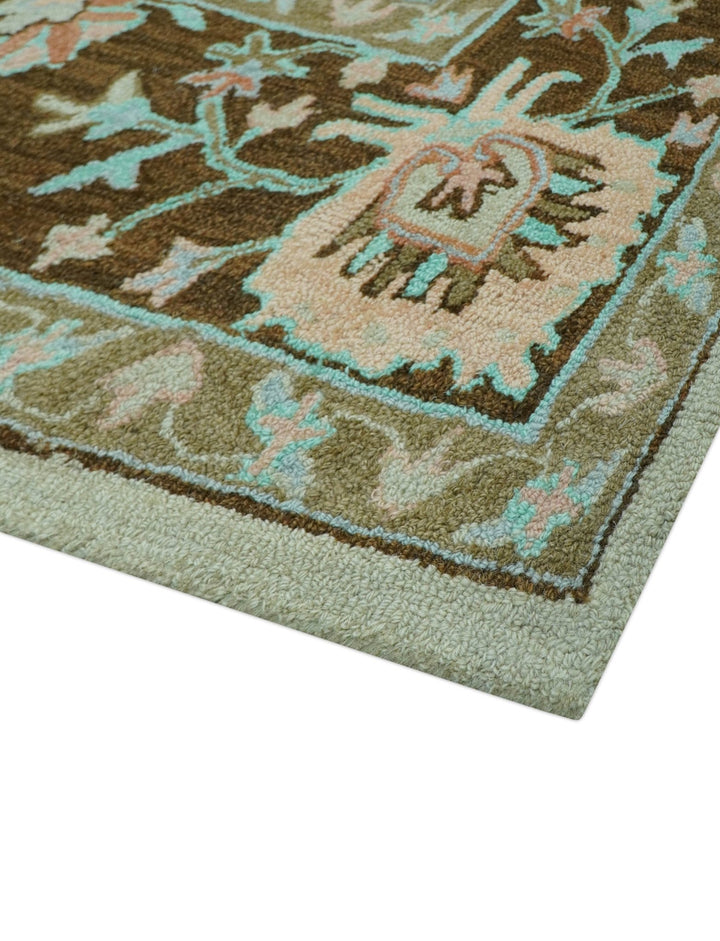Custom Made Traditional Oriental Design Beige And Brown Hand - Tufted Wool Area Rug - The Rug Decor