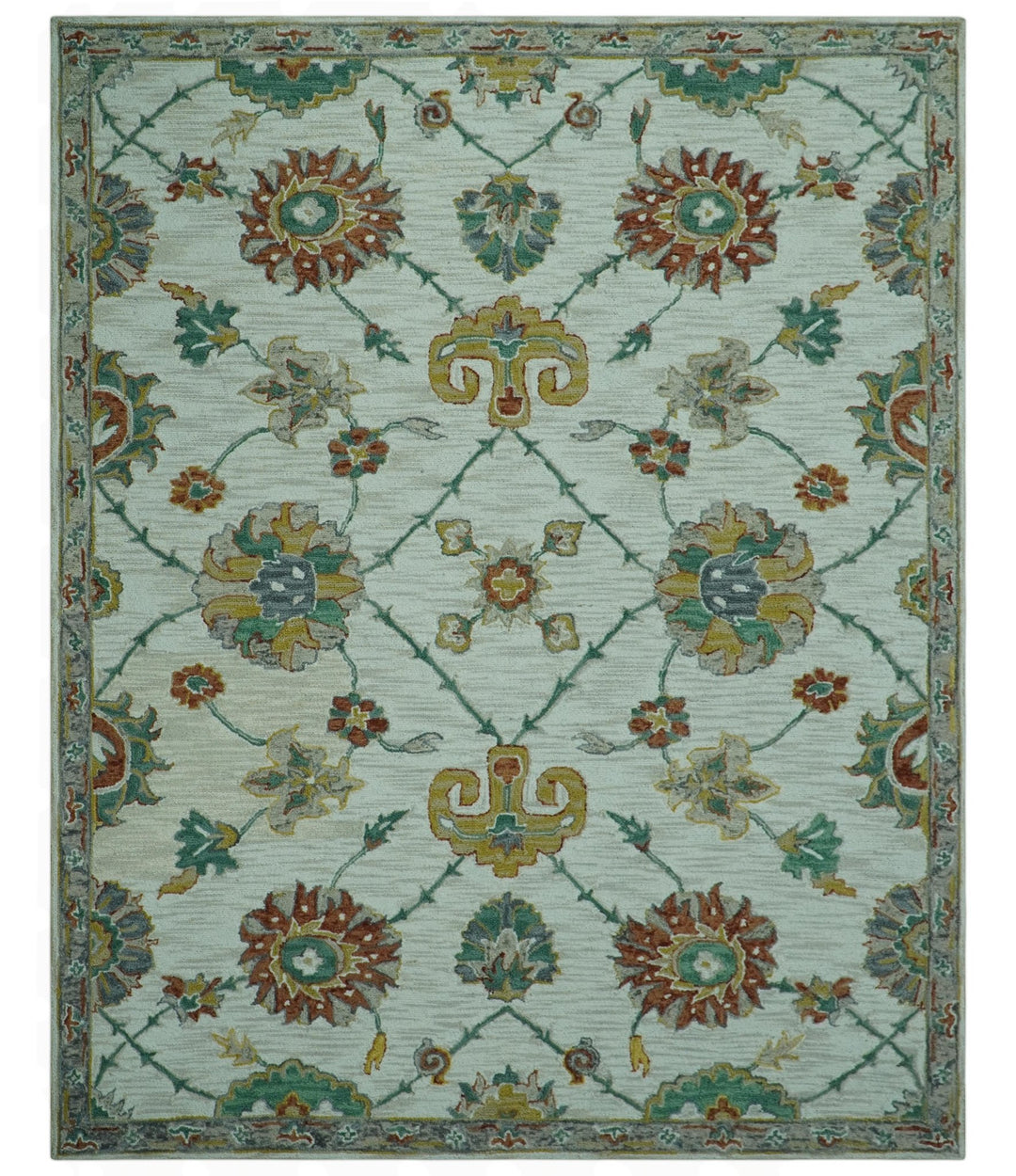 Custom Made Traditional Oriental Design Beige And Ivory Hand - Tufted Wool Area Rug - The Rug Decor