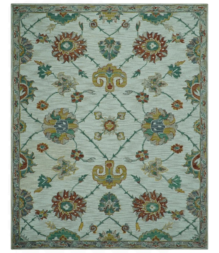 Custom Made Traditional Oriental Design Beige And Ivory Hand - Tufted Wool Area Rug - The Rug Decor