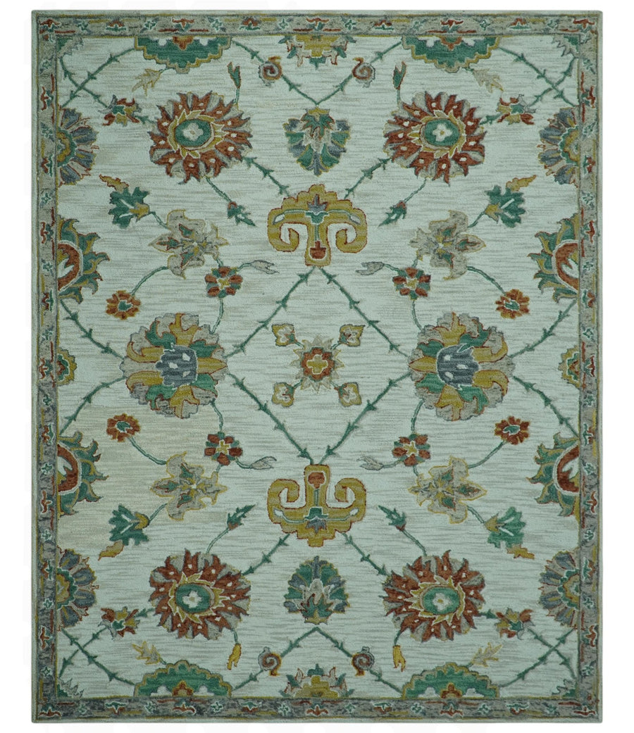 Custom Made Traditional Oriental Design Beige And Ivory Hand - Tufted Wool Area Rug - The Rug Decor