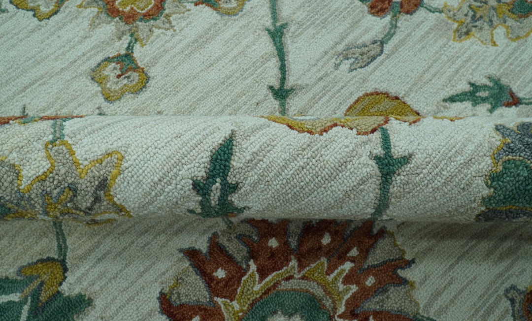 Custom Made Traditional Oriental Design Beige And Ivory Hand - Tufted Wool Area Rug - The Rug Decor