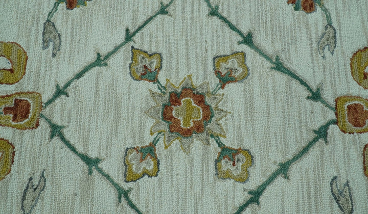 Custom Made Traditional Oriental Design Beige And Ivory Hand - Tufted Wool Area Rug - The Rug Decor