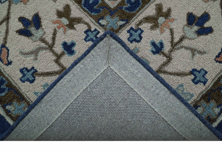 Custom Made Traditional Oriental Design Blue And Beige Hand - Tufted Wool Area Rug - The Rug Decor