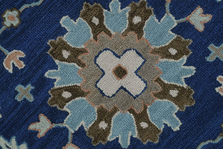 Custom Made Traditional Oriental Design Blue And Beige Hand - Tufted Wool Area Rug - The Rug Decor