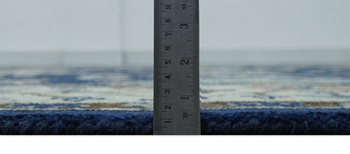 Custom Made Traditional Oriental Design Blue And Beige Hand - Tufted Wool Area Rug - The Rug Decor