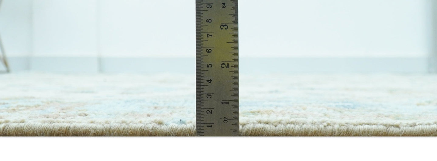 Custom Made Traditional Oriental Design Ivory And Blue Hand knotted Wool Area Rug - The Rug Decor