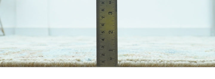 Custom Made Traditional Oriental Design Ivory And Blue Hand knotted Wool Area Rug - The Rug Decor