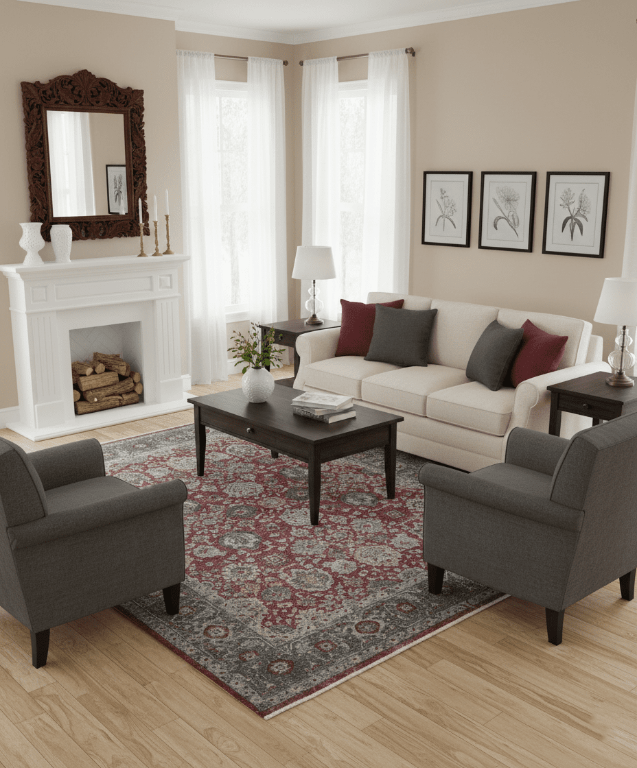 Custom Made Traditional Oriental Design Red And Blue Hand Knotted Wool Area Rug - The Rug Decor