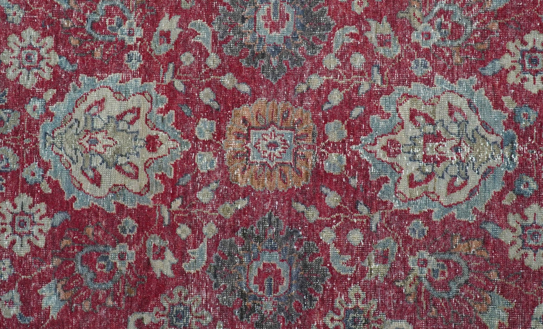 Custom Made Traditional Oriental Design Red And Blue Hand Knotted Wool Area Rug - The Rug Decor