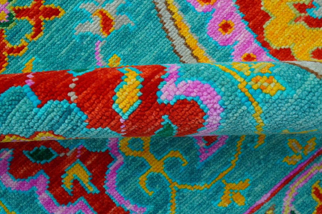 Custom Made Traditional Oriental Design Teal Hand Knotted Wool Area Rug - The Rug Decor