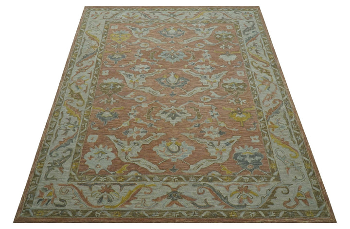 Custom Made Traditional Oriental Rust And Ivory Hand Tufted Wool Area Rug - The Rug Decor