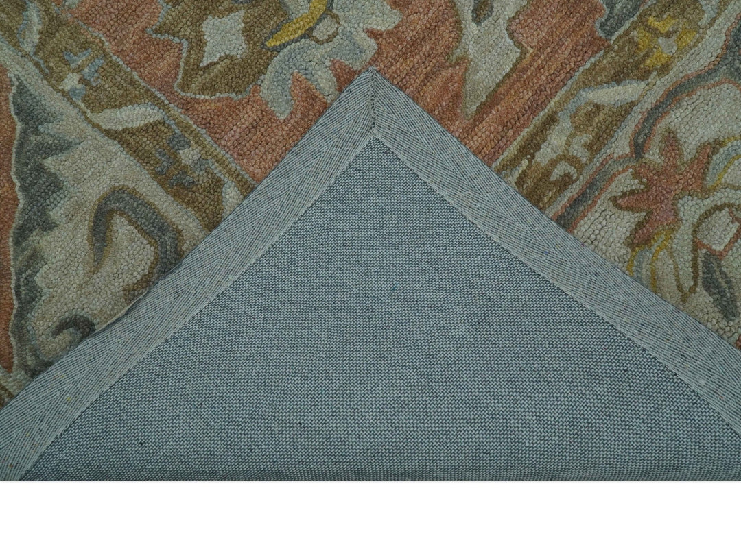 Custom Made Traditional Oriental Rust And Ivory Hand Tufted Wool Area Rug - The Rug Decor