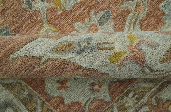 Custom Made Traditional Oriental Rust And Ivory Hand Tufted Wool Area Rug - The Rug Decor