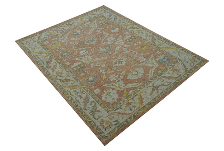 Custom Made Traditional Oriental Rust And Ivory Hand Tufted Wool Area Rug - The Rug Decor