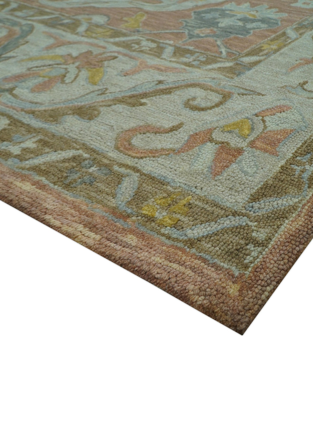 Custom Made Traditional Oriental Rust And Ivory Hand Tufted Wool Area Rug - The Rug Decor