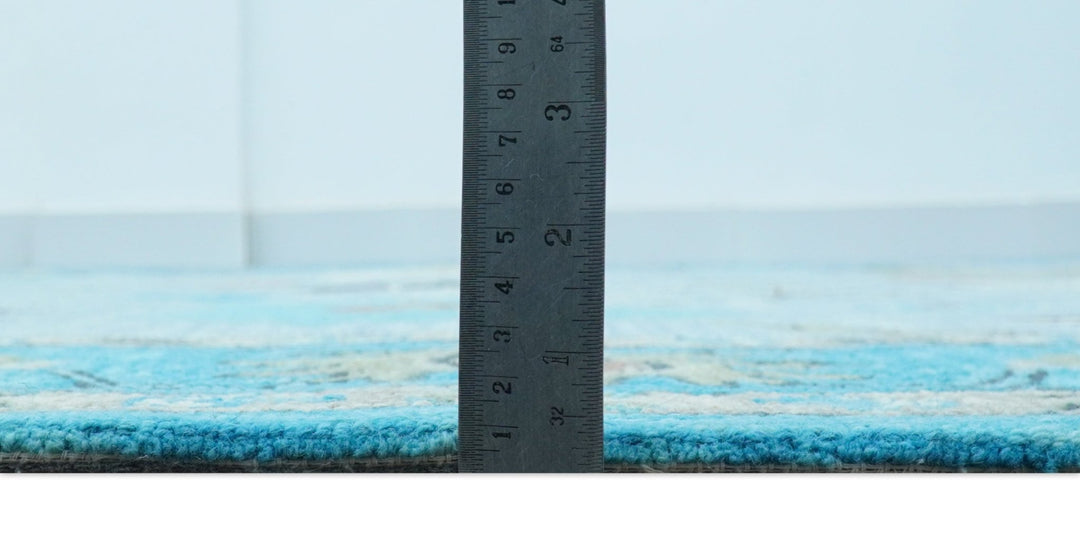 Custom Made Traditional Oushak Blue And Beige Hand Tufted Wool Area Rug - The Rug Decor