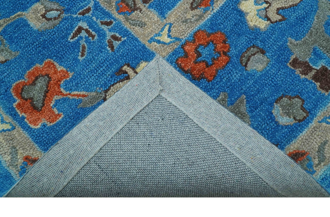 Custom Made Traditional Oushak Blue And Beige Hand Tufted Wool Rug - The Rug Decor