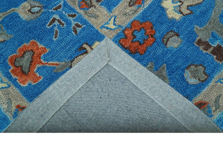 Custom Made Traditional Oushak Blue And Beige Hand Tufted Wool Rug - The Rug Decor