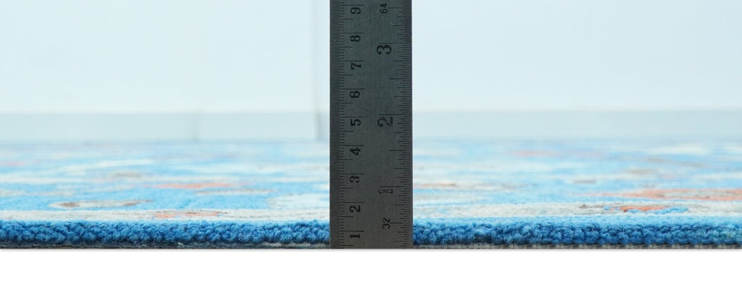 Custom Made Traditional Oushak Blue And Beige Hand Tufted Wool Rug - The Rug Decor