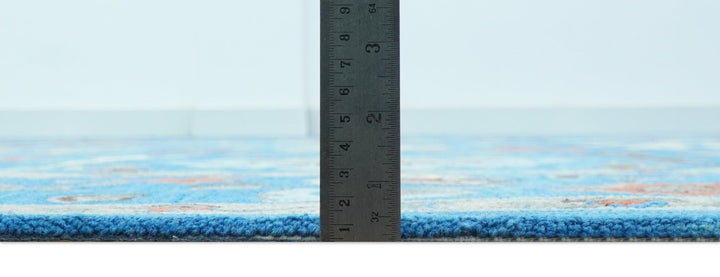 Custom Made Traditional Oushak Blue And Beige Hand Tufted Wool Rug - The Rug Decor