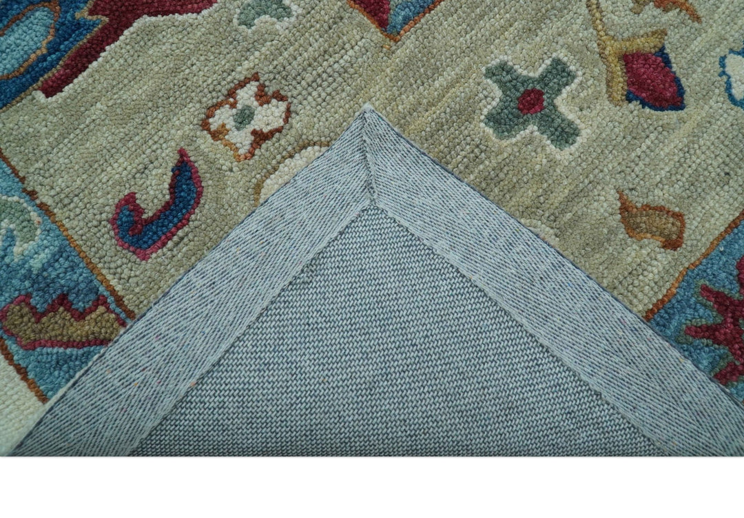 Custom Made Traditional Oushak Blue And Beige Hand Tufted Wool Rug - The Rug Decor