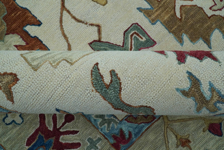 Custom Made Traditional Oushak Blue And Beige Hand Tufted Wool Rug - The Rug Decor