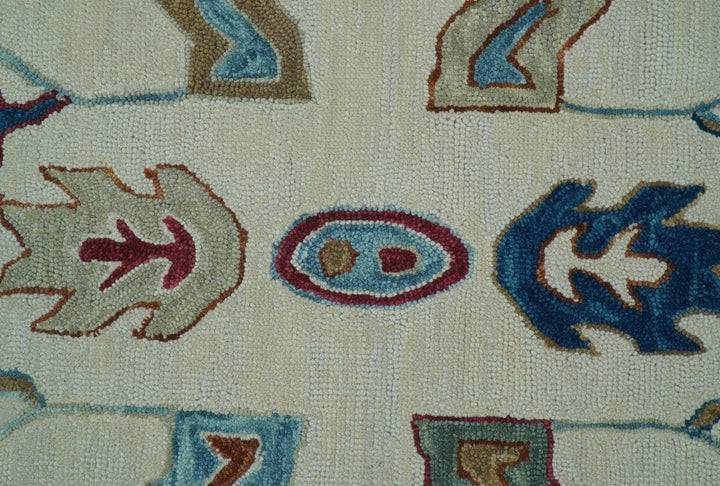 Custom Made Traditional Oushak Blue And Beige Hand Tufted Wool Rug - The Rug Decor