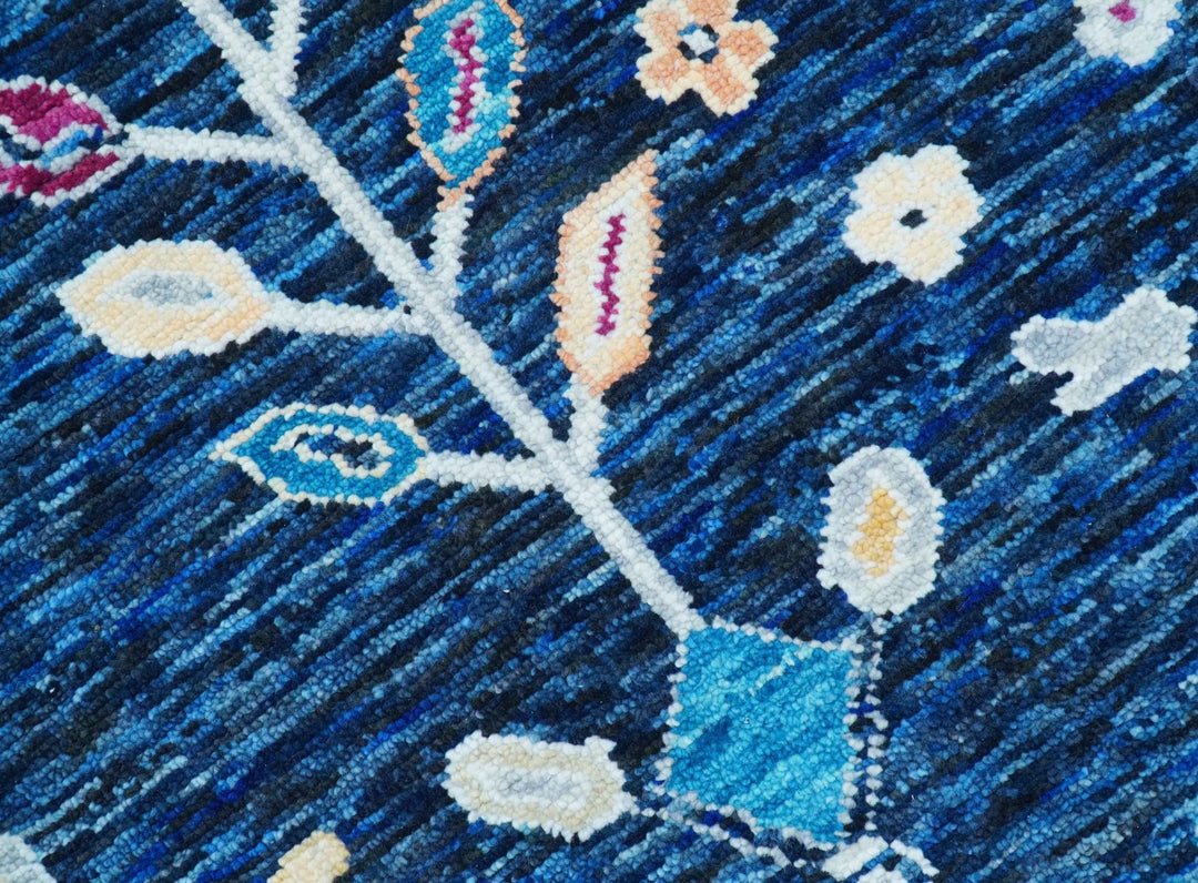 Custom Made Traditional Oushak Blue And Ivory Hand Knotted Wool Rug - The Rug Decor