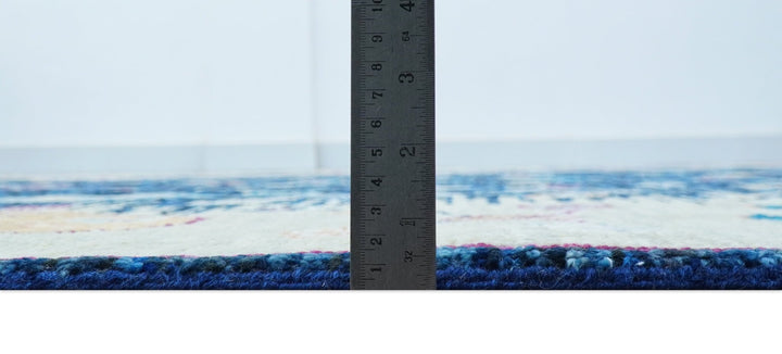 Custom Made Traditional Oushak Blue And Ivory Hand Knotted Wool Rug - The Rug Decor