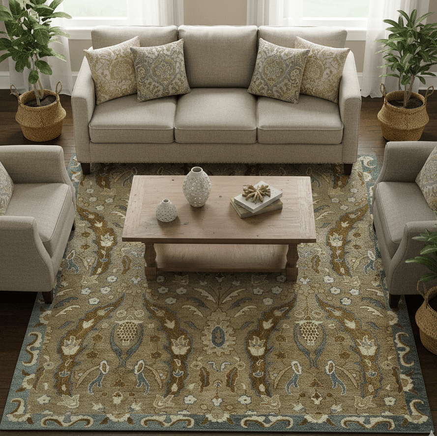 Custom Made Traditional Oushak Brown Hand Tufted Wool Area Rug - The Rug Decor