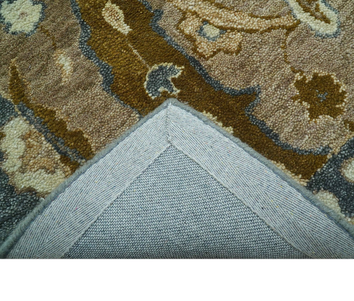 Custom Made Traditional Oushak Brown Hand Tufted Wool Area Rug - The Rug Decor