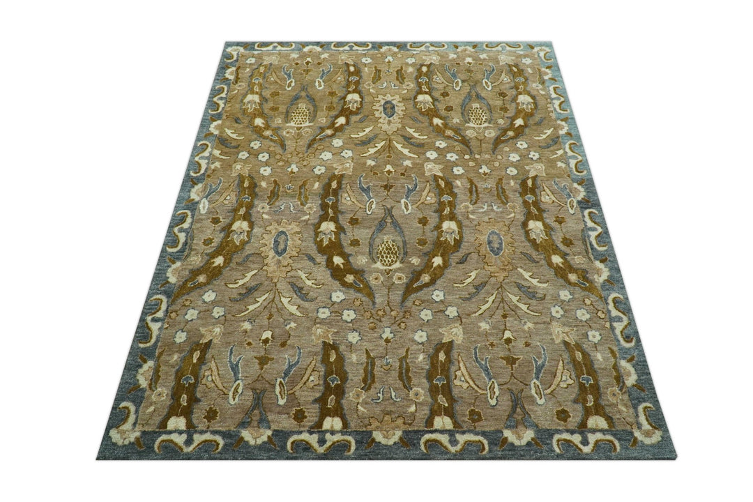 Custom Made Traditional Oushak Brown Hand Tufted Wool Area Rug - The Rug Decor