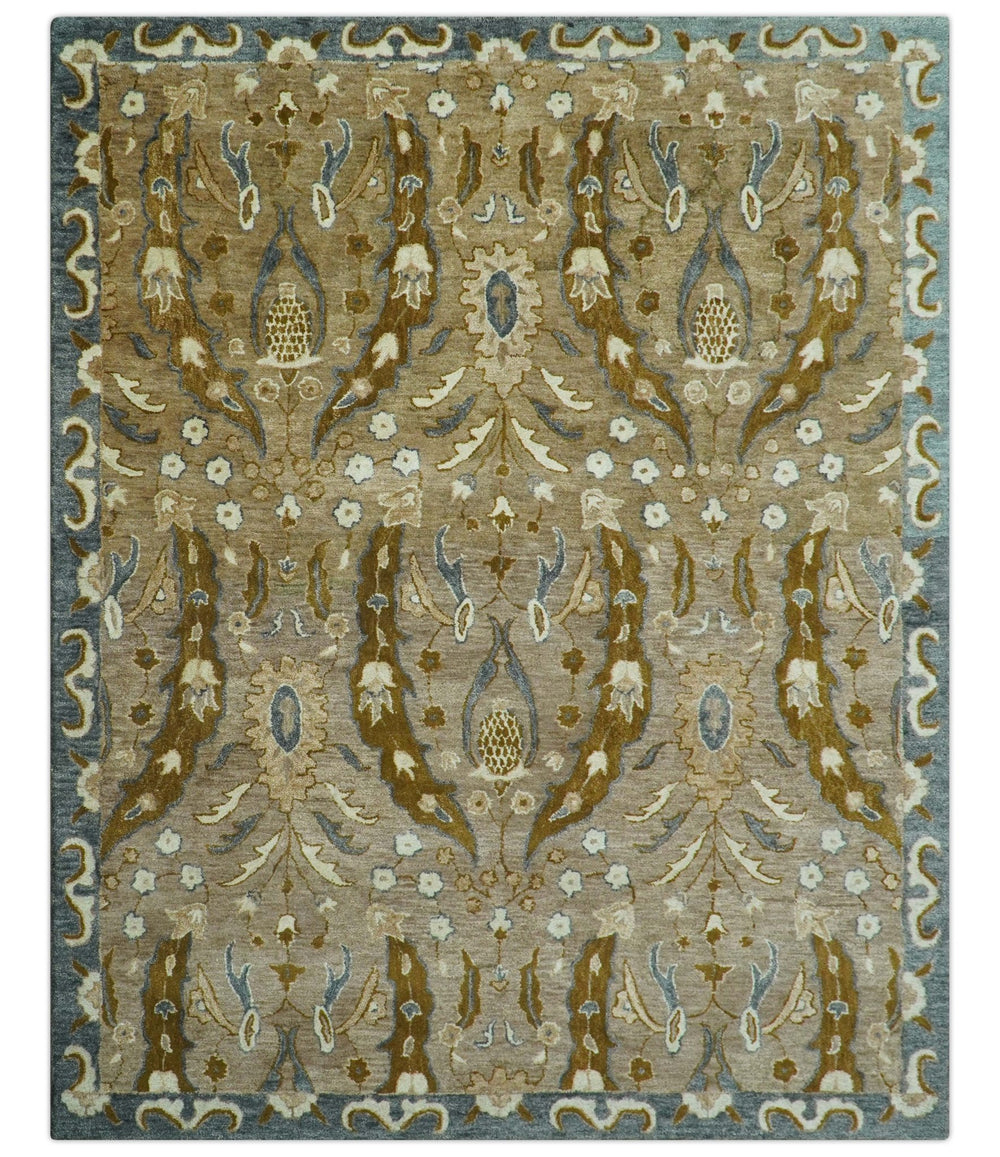 Custom Made Traditional Oushak Brown Hand Tufted Wool Area Rug - The Rug Decor