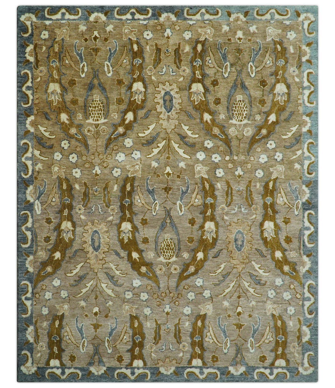 Custom Made Traditional Oushak Brown Hand Tufted Wool Area Rug - The Rug Decor