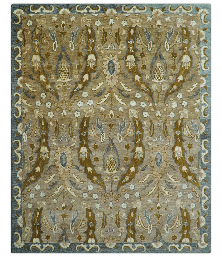 Custom Made Traditional Oushak Brown Hand Tufted Wool Area Rug - The Rug Decor