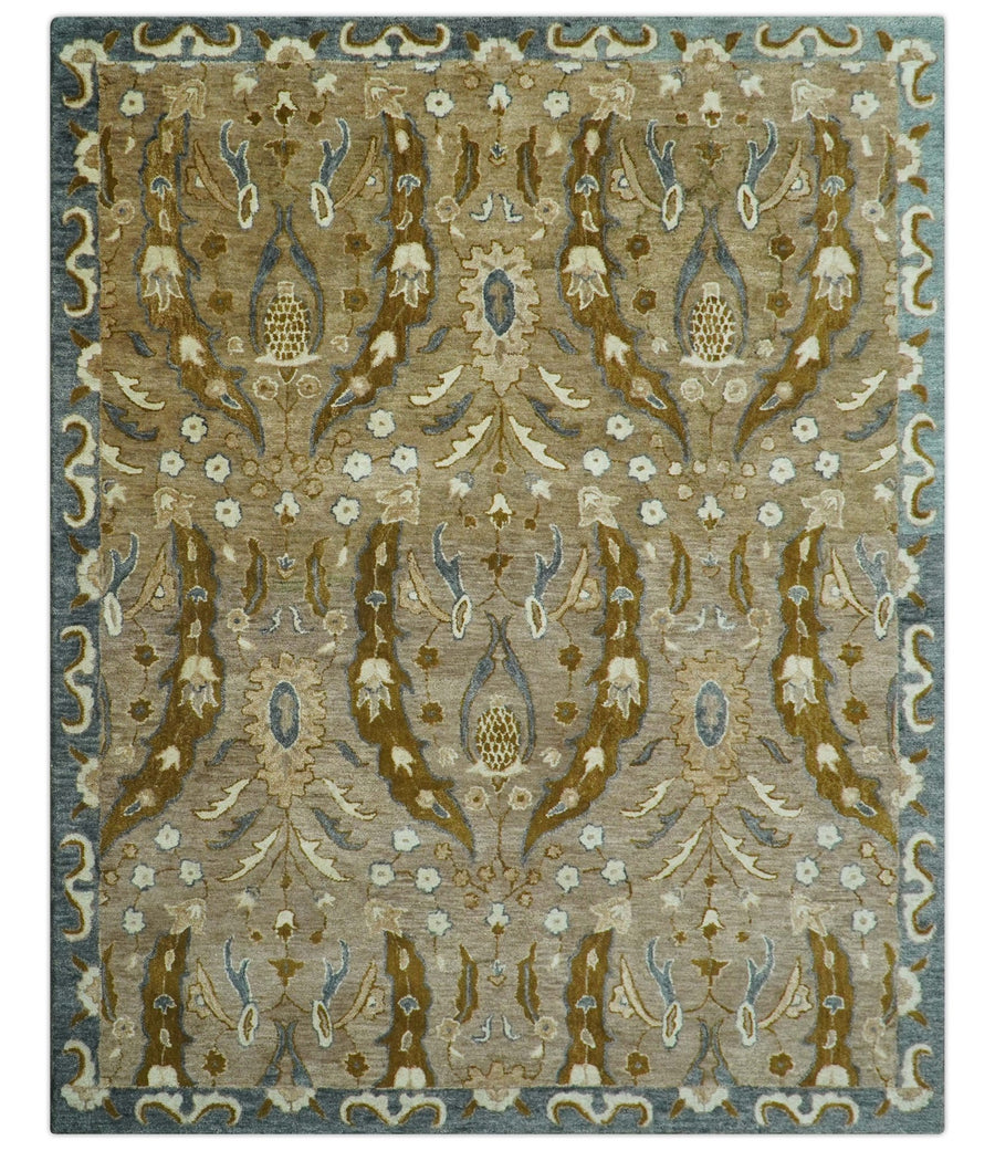 Custom Made Traditional Oushak Brown Hand Tufted Wool Area Rug - The Rug Decor