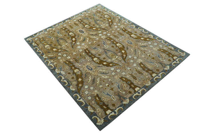 Custom Made Traditional Oushak Brown Hand Tufted Wool Area Rug - The Rug Decor