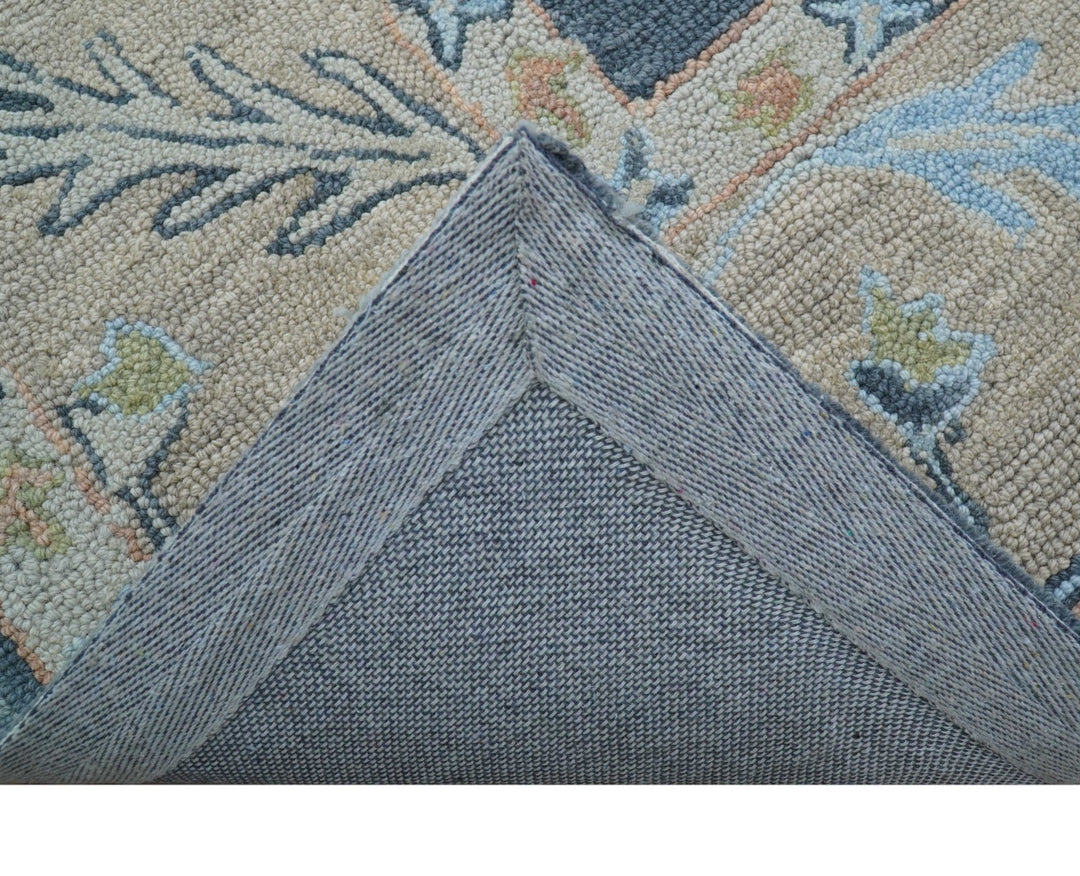 Custom Made Traditional Oushak Charcoal And Beige Hand Tufted Wool Area Rug - The Rug Decor