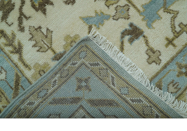 Custom Made Traditional Oushak Design Blue Hand Knotted Wool Area Rug - The Rug Decor