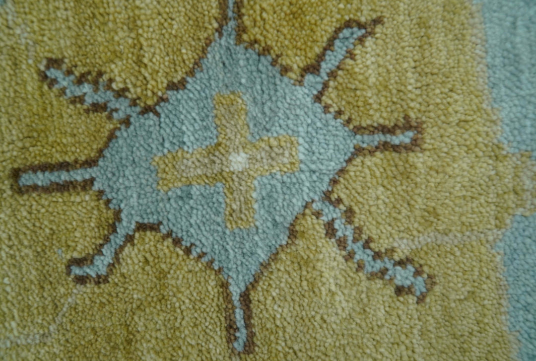 Custom Made Traditional Oushak Design Blue Hand Knotted Wool Area Rug - The Rug Decor