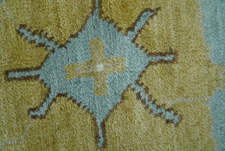 Custom Made Traditional Oushak Design Blue Hand Knotted Wool Area Rug - The Rug Decor