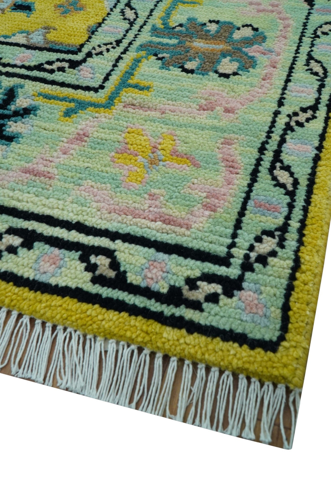Custom Made Traditional Oushak Design mustard Hand Knotted Wool Area Rug - The Rug Decor