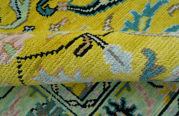 Custom Made Traditional Oushak Design mustard Hand Knotted Wool Area Rug - The Rug Decor