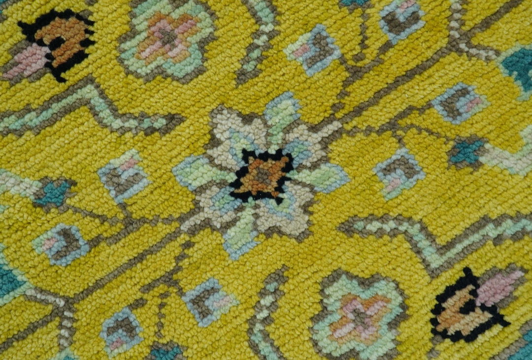 Custom Made Traditional Oushak Design mustard Hand Knotted Wool Area Rug - The Rug Decor