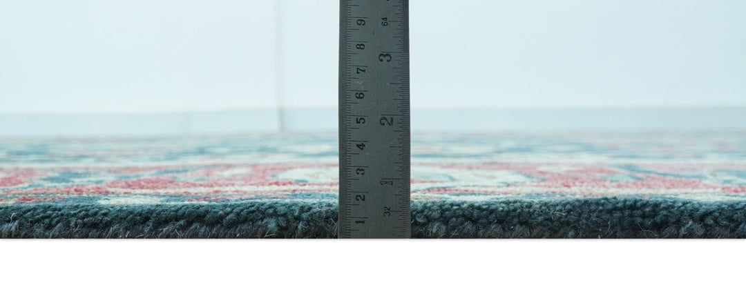 Custom Made Traditional Oushak Design Teal Hand Tufted Wool Rug - The Rug Decor