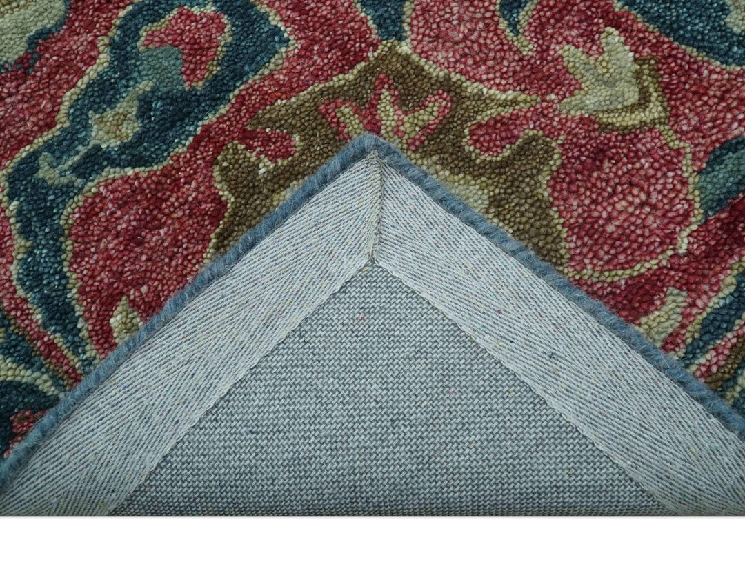 Custom Made Traditional Oushak Design Teal Hand Tufted Wool Rug - The Rug Decor